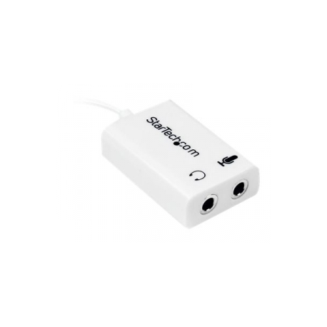 StarTech.com 4 Position Microphone and Headphone Splitter 3.5 mm 4 Pin / 4 Pole Mic and Audio Combo Splitter Cable (MUYHSMFFADW) - Headset splitter - stereo mini jack female to 4-pole mini jack male - 15.25 cm - white - for P / N: MUHSMF2M - 1