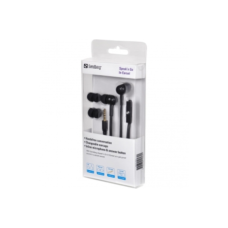 Sandberg Speak'n Go In-Earset - Earphones with mic - in-ear - wired - 3.5 mm jack - black - 1