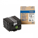Brother HGE-231V5 - Black on white - Roll (1.2 cm x 8 m) 5 cassette(s) laminated tape - for P-Touch PT-9500pc, PT-9700PC, PT-9800PCN; P-Touch R RL-700S