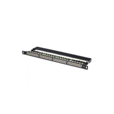 DIGITUS DN-91624S-SL-SH - Patch panel - CAT 6 - STP - RJ-45 X 24 - black, RAL 9005 - 0.5U - 19" - 0