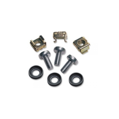 Intellinet Cage Nut Set, 50 Pack - M6 Nuts, Bolts and Washers, Suitable for Network Cabinets / Server Racks, Plastic Storage Jar, Lifetime Warranty - Rack screws, nuts and washers - 0