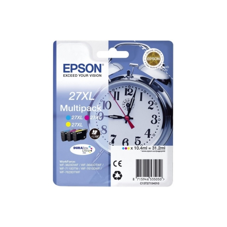 Epson 27XL Multipack - 3-pack - 31.2 ml - XL - yellow, cyan, magenta - original - ink cartridge - for WorkForce WF-3620, WF-3640, WF-7110, WF-7210, WF-7610, WF-7620, WF-7710, WF-7715, WF-7720 - 0