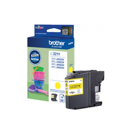 Brother LC221Y - Yellow - original - ink cartridge - for Brother DCP-J562DW, MFC-J480DW, MFC-J680DW, MFC-J880DW - 1