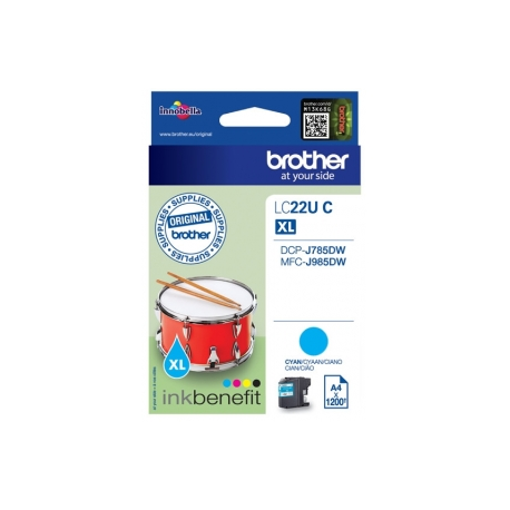 Brother LCLC22UC - XL - cyan - original - ink cartridge - for Brother DCP-J785DW, MFC-J985DW; INKvestment Work Smart MFC-J985DW, MFC-J985DW XL - 1