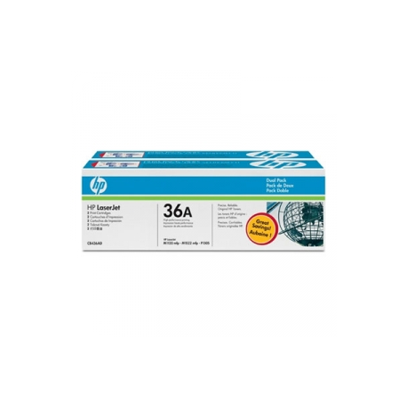 HP 36A - 2-pack - black - original - LaserJet - toner cartridge (CB436AD) - for LaserJet M1120 MFP, M1120n MFP, M1522n MFP, M1522nf MFP, P1505, P1505n, P1506 - 0