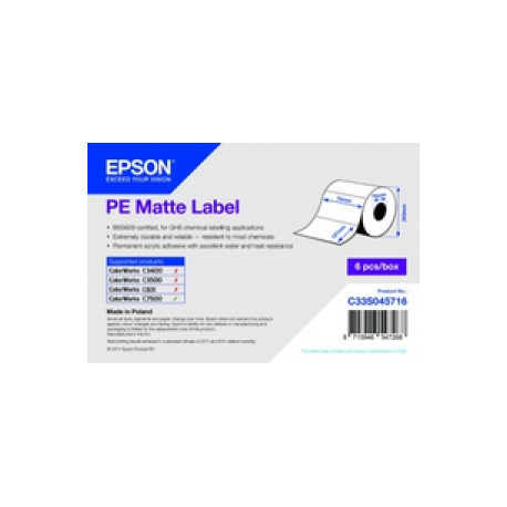Epson PE - Matte - permanent acrylic adhesive - 76 x 127 mm 5760 label(s) (6 roll(s) x 960) die cut labels - for ColorWorks C7500, C7500G, CW-C6000Ae, CW-C6000Pe, TM-C7500 - 0