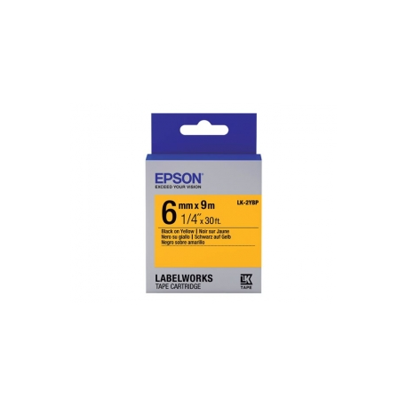 Epson LabelWorks LK-2YBP - Black on yellow - Roll (0.6 cm x 9 m) 1 cassette(s) label tape - for LabelWorks LW-1000, 300, 400, 600, 700, 900, K400, Z5000, Z5010, Z700, Z710, Z900 - 0