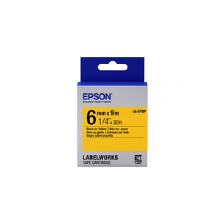 Epson LabelWorks LK-2YBP - Black on yellow - Roll (0.6 cm x 9 m) 1 cassette(s) label tape - for LabelWorks LW-1000, 300, 400, 600, 700, 900, K400, Z5000, Z5010, Z700, Z710, Z900 - 1
