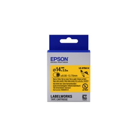 Epson LabelWorks LK-6YBA14 - Black on yellow - Roll (1.4 cm x 2.5 m) 1 roll(s) tube - for LabelWorks LW-1000, 300, 400, 600, 700, 900, Z5000, Z5010, Z700, Z710, Z900 - 0