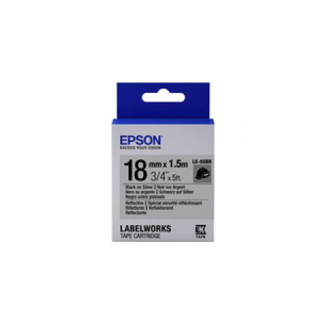 Epson LabelWorks LK-5SBR - Black on silver - Roll (1.8 cm x 1.5 m) 1 cassette(s) label tape - for LabelWorks LW-1000, 400, 600, 700, 900, K400, Z5000, Z5010, Z700, Z710, Z900 - 0