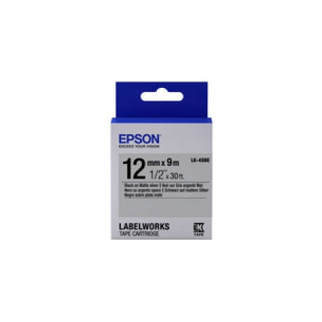 Epson LabelWorks LK-4SBE - Black on matte silver - Roll (1.2 cm x 2.9 m) 1 cassette(s) label tape - for LabelWorks LW-1000, 300, 400, 600, 700, 900, K400, Z5000, Z5010, Z700, Z710, Z900 - 0