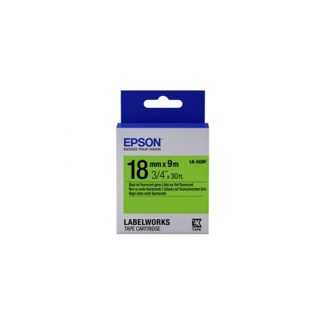 Epson LabelWorks LK-5GBF - Black on green - Roll (1.8 cm x 9 m) 1 cassette(s) label tape - for LabelWorks LW-1000, 400, 600, 700, 900, K400, Z5000, Z5010, Z700, Z710, Z900 - 0