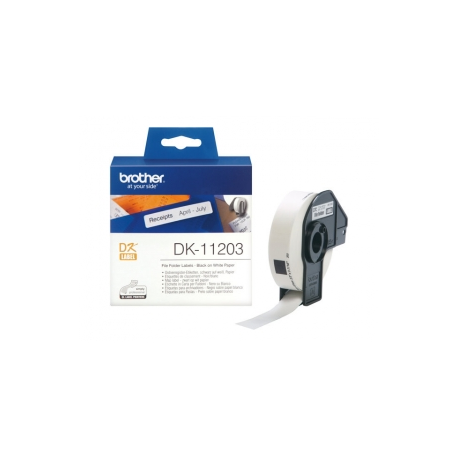 Brother DK-11203 - Black on white - 17 x 87 mm 300 label(s) (1 roll(s) x 300) file folder labels - for Brother QL-1050, 1060, 500, 550, 560, 570, 580, 600, 650, 700, 710, 720, 820 - 1