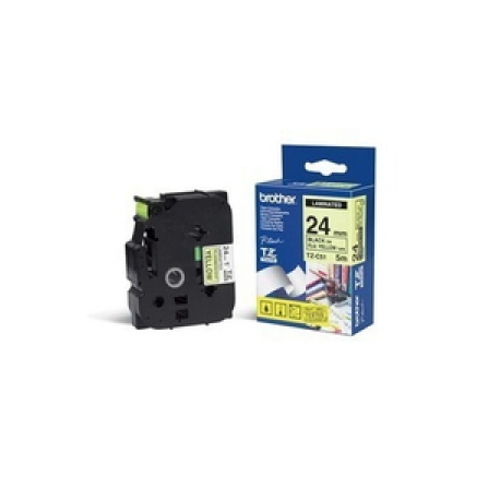 Brother TZeC51 - Black on yellow - Roll (2.4 cm x 5 m) 1 roll(s) fluorescent tape - for P-Touch PT-2470, 2730, 3600, 9700, 9800, D600, D800, E550, H500, P700, P750, P900, P950 - 0