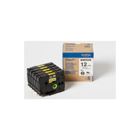 Brother HGE-631V5 - Black on yellow - Roll (1.2 cm x 8 m) 5 cassette(s) laminated tape - for P-Touch PT-9500pc, PT-9700PC, PT-9800PCN - 0