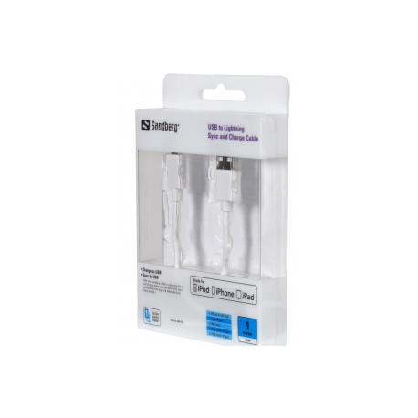 Sandberg - Charging / data cable - USB male to Lightning female - 1 m - white - for Apple iPad / iPhone / iPod (Lightning) - 1