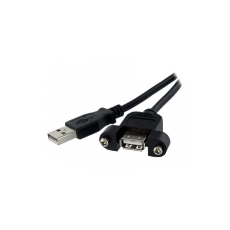 StarTech.com 1 ft Panel Mount USB Cable A to A - F / M - USB extension cable - USB (M) to USB (F) - USB 2.0 - 1 ft - molded, thumbscrews - black - USBPNLAFAM1 - USB extension cable - USB (M) to USB (F) - USB 2.0 - 30 cm - molded, thumbscrews - black - for P / N: UUSBOTG - 0