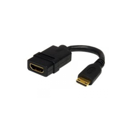 StarTech.com 5in Mini HDMI to HDMI Adapter, 4K High Speed HDMI Adapter, 4K 30Hz Ultra HD High Speed HDMI Adapter, HDMI 1.4, Gold Plated Connectors, UHD Mini HDMI Adapter 4K, Black - Mini HDMI to HDMI Converter - HDMI adapter - HDMI female to mini HDMI male - 1.3 cm - shielded - black - for P / N: HDMM30CM - 0