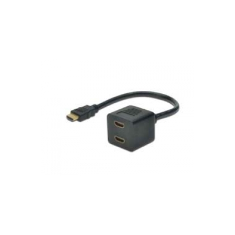 ASSMANN - HDMI splitter - HDMI male to HDMI female - 20 cm - shielded - black - 0