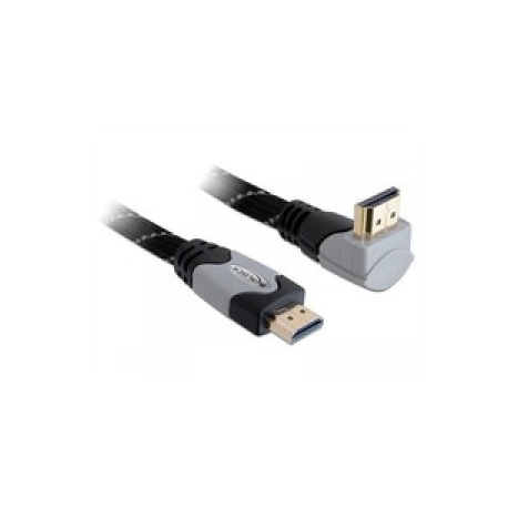 Delock High Speed HDMI with Ethernet - HDMI cable with Ethernet - HDMI male to HDMI male - 2 m - 90° connector - 0