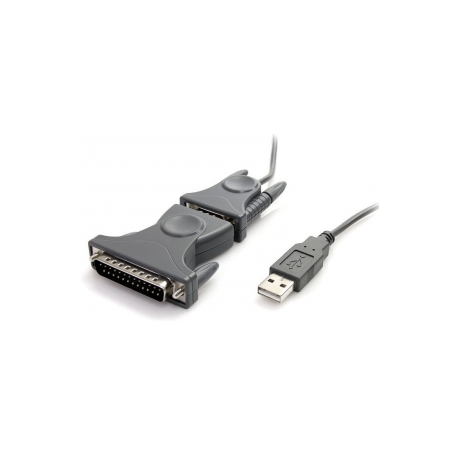 StarTech.com USB to Serial Adapter - 3 ft / 1m - with DB9 to DB25 Pin Adapter - Prolific PL-2303 - USB to RS232 Adapter Cable (ICUSB232DB25) - Serial adapter - USB 2.0 - grey - 3