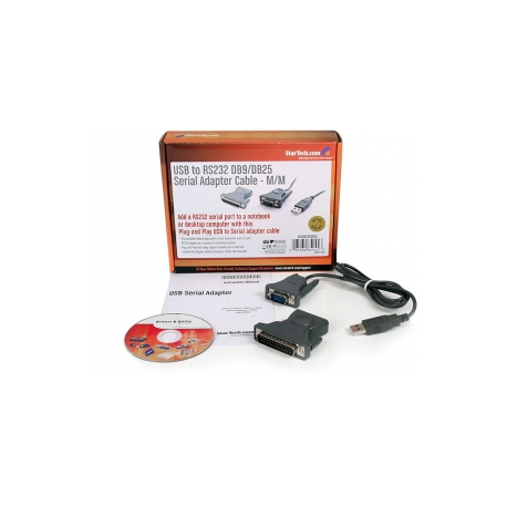 StarTech.com USB to Serial Adapter - 3 ft / 1m - with DB9 to DB25 Pin Adapter - Prolific PL-2303 - USB to RS232 Adapter Cable (ICUSB232DB25) - Serial adapter - USB 2.0 - grey - 6