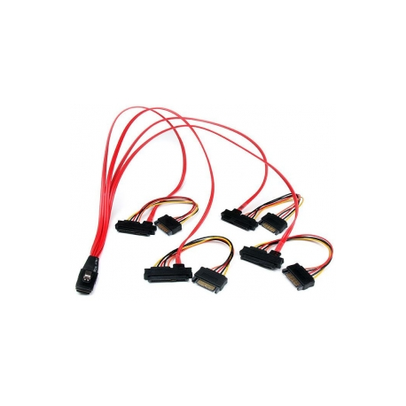 StarTech.com 50cm Internal Serial Attached SCSI Mini SAS Cable - SFF8087 to 4x SFF8482 - Internal Mini SAS Cable (SAS808782P50) - SAS internal cable - SAS 6Gbit / s - 36 pin 4i Mini MultiLane (P) to SATA power, 29 pin internal SAS (SFF-8482) - 50 cm - red - 6