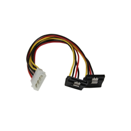 StarTech.com 12in LP4 to 2x Right Angle Latching SATA Power Y Cable Splitter - 4 Pin LP4 to Dual 90 Degree Latching SATA Y Splitter - Power adapter - 4 PIN internal power (M) to SATA power (F) - 30 cm - latched, right-angled connector - for P / N: HSB13SATSASB, HSB1SATSASBA, HSB1SATSASVA, HSB43SATSASB, HSB4SATSASBA, S32M2NGFFPEX - 3