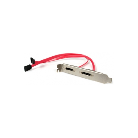 StarTech.com 2 Port SATA to eSATA Slot Plate BRacket - eSATA slot bRacket - SATA to eSATA plate - SATA to eSATA bRacket (ESATAPLATE2) - SATA internal to external panel - Serial ATA 150 / 300 / 600 - SATA (F) to eSATA (M) - 30 cm - red - for P / N: S251SMU33EP, S351BMU33ET, S351BMU33ETG, SDOCKU313E, SDOCKU33EF - 2