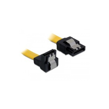 DeLOCK - SATA cable - Serial ATA 150 / 300 / 600 - SATA (M) angled to SATA (M) straight - 30 cm - thumbclips - yellow - 0