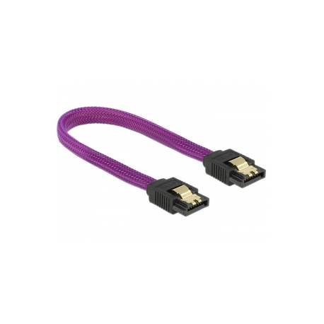 DeLOCK Premium - SATA cable - Serial ATA 150 / 300 / 600 - SATA (M) to SATA (M) - 20 cm - latched - purple - 0