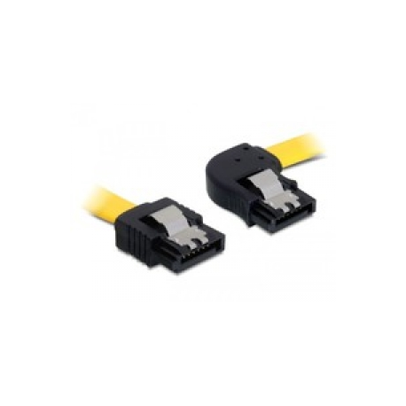 DeLOCK Cable SATA - SATA cable - Serial ATA 150 / 300 / 600 - SATA (F) to SATA (F) - 50 cm - latched, right-angled connector, straight connector - yellow - 0