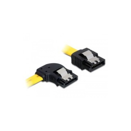 DeLOCK Cable SATA - SATA cable - Serial ATA 150 / 300 / 600 - SATA (F) to SATA (F) - 70 cm - latched, left-angled connector, straight connector - yellow - 0