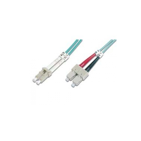 DIGITUS - Patch cable - LC multi-mode (M) to SC multi-mode (M) - 1 m - fibre optic - 50 / 125 micron - OM3 - booted, halogen-free - aqua - 0