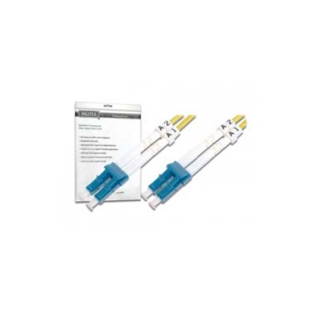 DIGITUS - Patch cable - LC single-mode (M) to LC single-mode (M) - 2 m - fibre optic - 9  /  125 micron - OS2 - booted, halogen-free - yellow - 0