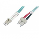 DIGITUS - Patch cable - LC multi-mode (M) to SC multi-mode (M) - 2 m - fibre optic - 50 / 125 micron - OM3 - booted, halogen-free - aqua