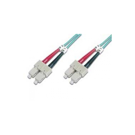 DIGITUS Professional - Patch cable - SC multi-mode (M) to SC multi-mode (M) - 2 m - fibre optic - duplex - 50  /  125 micron - OM3 - halogen-free - aqua - 0