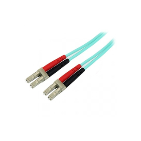 StarTech.com Aqua OM4 Duplex Multimode Fiber - 1m  /  3 ft - 100 Gb - 50 / 125 - OM4 Fiber - LC to LC Fiber Patch Cable (450FBLCLC1) - Network cable - LC multi-mode (M) to LC multi-mode (M) - 1 m - fibre optic - duplex - 50  /  125 micron - OM4 - aqua - 0