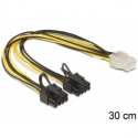 DeLOCK - Power cable - 8 pin PCIe power (6+2) (M) to 6 pin PCIe power (F) - 30 cm