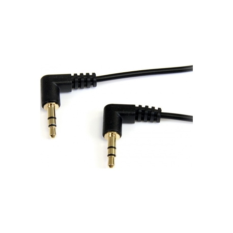 StarTech.com 1 ft. (0.3 m) Right Angle 3.5 mm Audio Cable - 3.5mm Slim Audio Cable - Right Angle - Male / Male - Aux Cable (MU1MMS2RA) - Audio cable - stereo mini jack male to stereo mini jack male - 30 cm - black - right-angled connector - 2