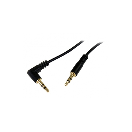 StarTech.com 1 ft. (0.3 m) Right Angle 3.5 mm Audio Cable - 3.5mm Slim Audio Cable - Right Angle - Male / Male - Aux Cable (MU1MMSRA) - Audio cable - stereo mini jack male to stereo mini jack male - 30 cm - black - right-angled connector - for P / N: SV231DVGAU2A, SV431DVGAU2A - 0