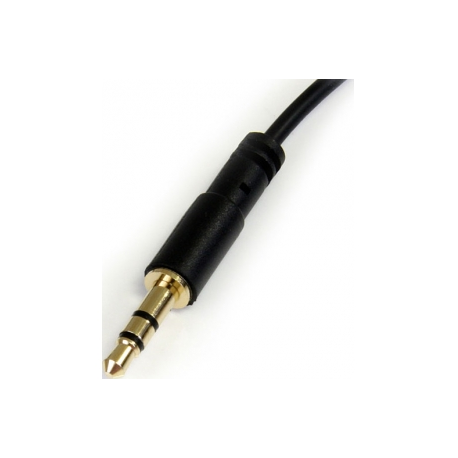 StarTech.com 1 ft. (0.3 m) Right Angle 3.5 mm Audio Cable - 3.5mm Slim Audio Cable - Right Angle - Male / Male - Aux Cable (MU1MMSRA) - Audio cable - stereo mini jack male to stereo mini jack male - 30 cm - black - right-angled connector - for P / N: SV231DVGAU2A, SV431DVGAU2A - 2