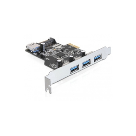 DeLock PCI Express Card > 3 x external + 1 x internal USB 3.0 - USB adapter - PCIe 2.0 - USB, USB 2.0, USB 3.0 - 4 ports - 0