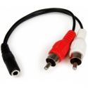 StarTech.com 6in RCA to 3.5mm Female Cable - Audio to RCA Cable - 3.5mm Female to 2x RCA Male - Aux to RCA - Stereo Audio Cable (MUFMRCA) - Audio cable - RCA x 2 male to stereo mini jack female - 15.24 cm - black - for P / N: MU15MMS, MU6MMS