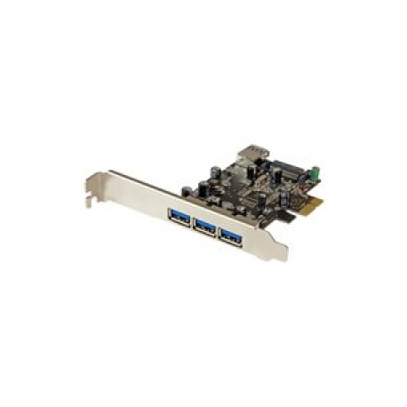 StarTech.com 4 Port PCI Express USB 3.0 Card - 3 External and 1 Internal - Native OS Support in Windows 8 and 7 - Standard and Low-Profile (PEXUSB3S42) - USB adapter - PCIe 2.0 low profile - USB 3.0 x 4 - for P / N: CFASTRWU3, ST1030USBM, ST43004UA, ST4300MINI, TB31PCIEX16 - 0
