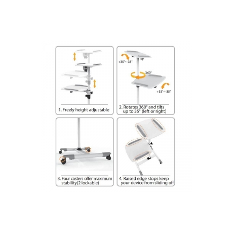 Techly Universal projector / notebook trolley with two shelves, white - 2