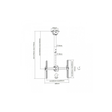 TECHly LED500 - Bracket - for LCD TV (full-motion) - steel - black - screen size: 37"-70" - ceiling mountable - 3