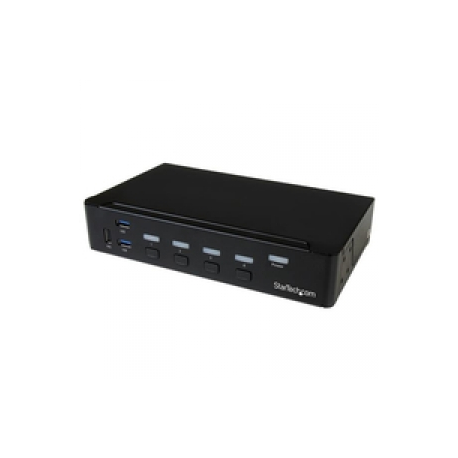 StarTech.com 4 Port DisplayPort KVM Switch - DP KVM Switch with Audio and Built-in USB 3.0 Hub for Peripherals - 4K 30Hz (SV431DPU3A2) - KVM  /  USB switch - 4 x KVM  /  audio  /  USB + 3 x SuperSpeed USB - 1 local user - rack-mountable - AC 120 / 230 V  /  DC 9 - 12 V - for P / N: SV431RACK - 0