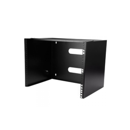 StarTech.com Wall Mount Patch Panel Rack - 4U Wall Mount Rack Shelf with Built in Shelf - 2 Post Open Frame Rack - Rack Shelf (WALLMOUNT8) - Cabinet - wall mountable - black - 8U - 12" - 0