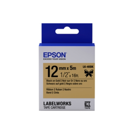 Epson LabelWorks LK-4KBK - Black on gold - Roll (1.2 cm x 5 m) 1 cassette(s) label tape - for LabelWorks LW-1000, 300, 400, 600, 700, 900, K400, Z5000, Z5010, Z700, Z710, Z900 - 0